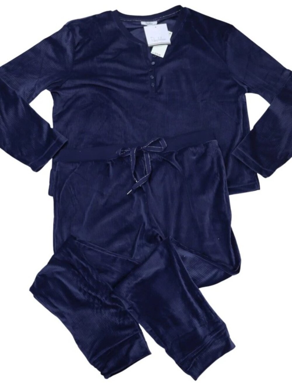 #2103 Roudelain 2-Pc. Ribbed Long Sleeve Henley Top & Bottoms Pajama Set NWT